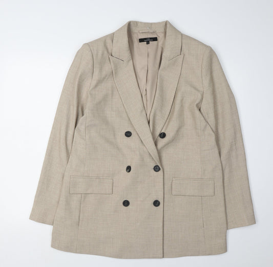 Next Women's Beige Double-Breasted Suit Jacket 16