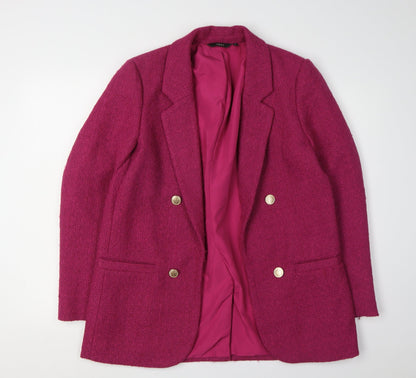 Next Women's Pink Bouclé Blazer, Size 12, Double-Breasted