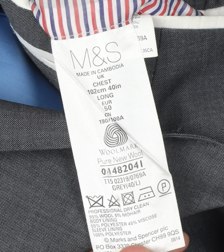Mens UK Size 40 Marks and Spencer Regular Grey Suit Jacket