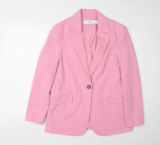 Bershka Women's Pink Blazer, Size S, Lined Twill