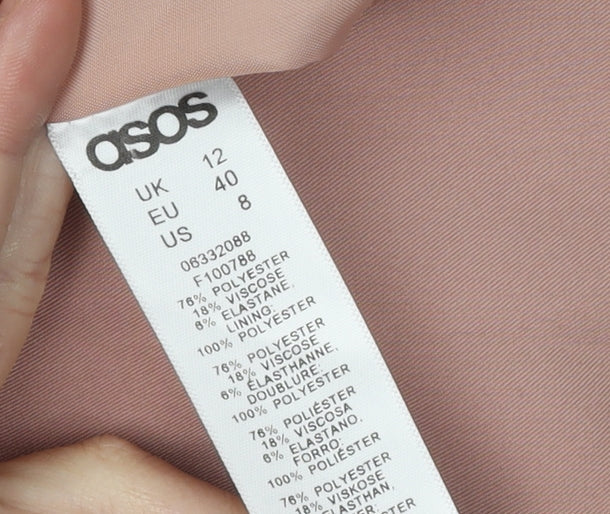ASOS Women’s Pink Blazer Jacket Size 12 Regular Fit