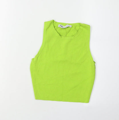 Womens UK Size 12 Zara Green Cropped Tank