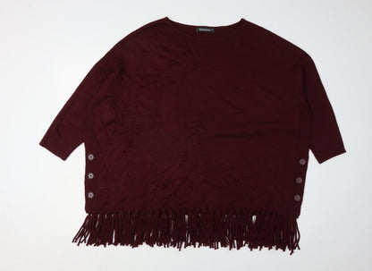 Womens UK Size M Bonmarché Red Poncho Jumper