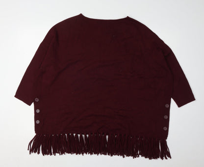 Womens UK Size M Bonmarché Red Poncho Jumper