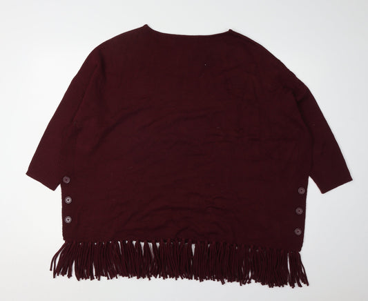 Womens UK Size M Bonmarché Red Poncho Jumper