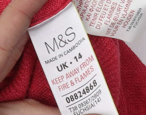 Womens UK Size 14 Marks and Spencer Red Cardigan Jumper