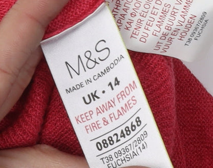 Womens UK Size 14 Marks and Spencer Red Cardigan Jumper