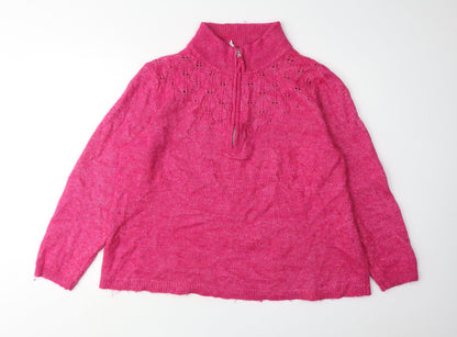 Damart Women's Pink Mock Neck Jumper, Size 22/24