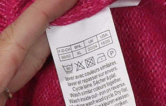 Damart Women's Pink Mock Neck Jumper, Size 22/24