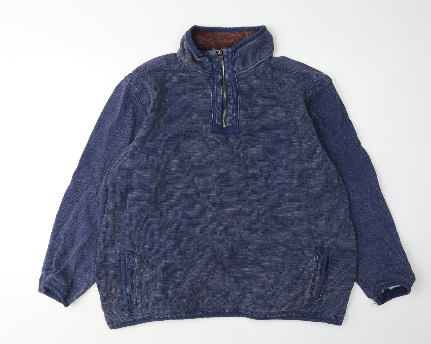 Mens UK Size XL Dunnes Blue 1/4 Zip Sweatshirt