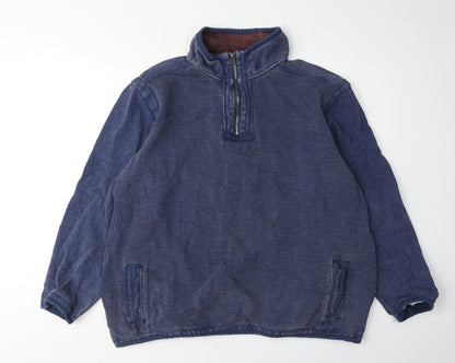 Mens UK Size XL Dunnes Blue 1/4 Zip Sweatshirt