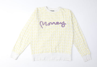 Money Unisex White L Pullover Sweatshirt - Logo Accent