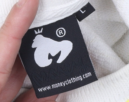 Money Unisex White L Pullover Sweatshirt - Logo Accent