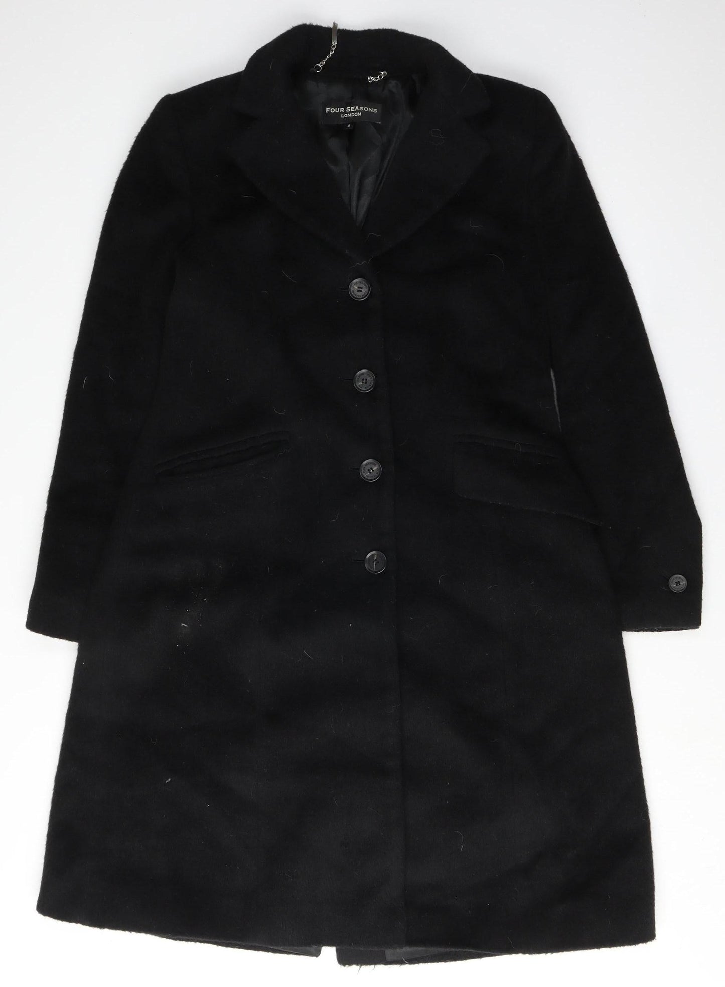 Womens UK Size S Four Seasons London Black Overcoat