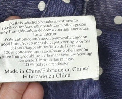 Laura Ashley Women's Blue Polka Dot Hooded Jacket