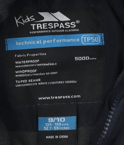 Trespass Boys Black Waterproof Hooded Jacket 9-10 Years