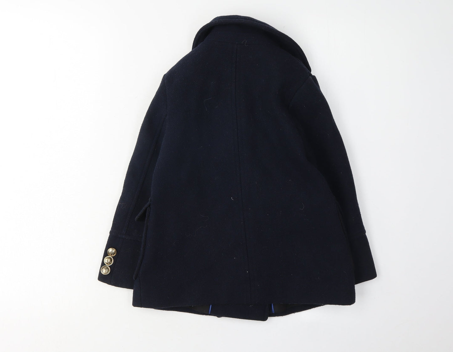 Zara Girls Navy Blue Wool Blend Pea Coat Size 6