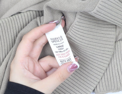 Mens UK Size L Marks and Spencer Beige 1/4 Zip Sweatshirt