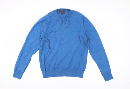 Marks and Spencer Men's Blue V-Neck Pullover Jumper M