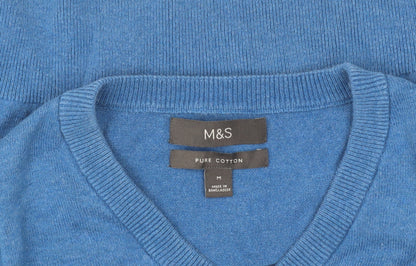 Marks and Spencer Men's Blue V-Neck Pullover Jumper M