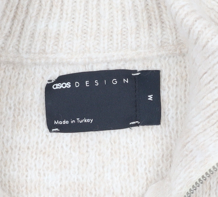 ASOS DESIGN Men's Beige M Full Zip Jumper
