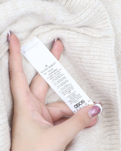 ASOS DESIGN Men's Beige M Full Zip Jumper