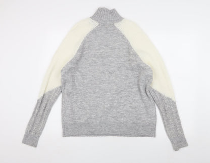 Miss Selfridge Women's Grey Cable-Knit Jumper Size 6