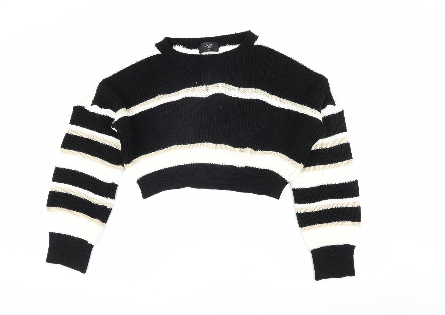 AX Paris Women's Black Striped Pullover Jumper