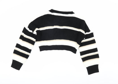 AX Paris Women's Black Striped Pullover Jumper