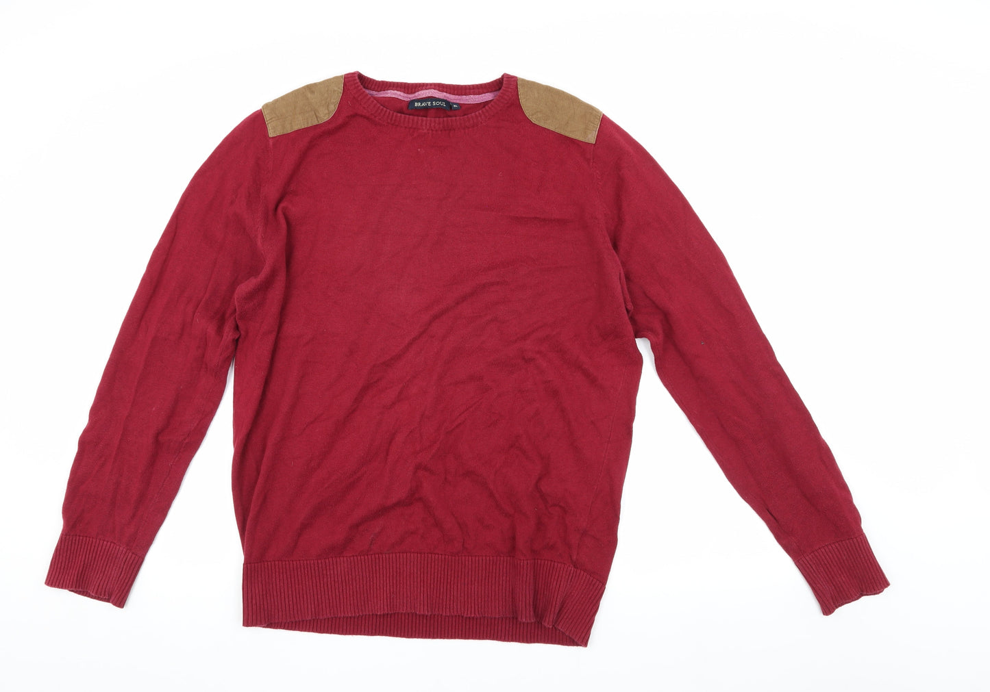 Brave Soul Men's XL Red Crew Neck Pullover Jumper