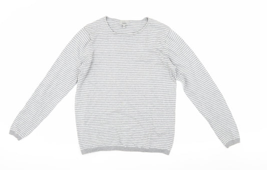 Marks & Spencer Men's Grey Striped Pullover M