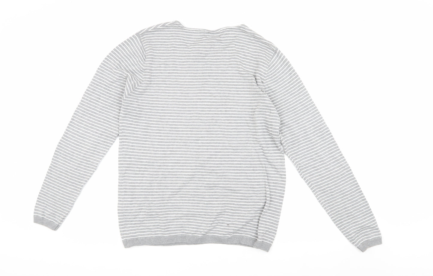 Marks & Spencer Men's Grey Striped Pullover M