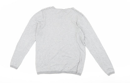 Marks & Spencer Men's Grey Striped Pullover M