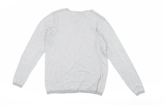 Marks & Spencer Men's Grey Striped Pullover M