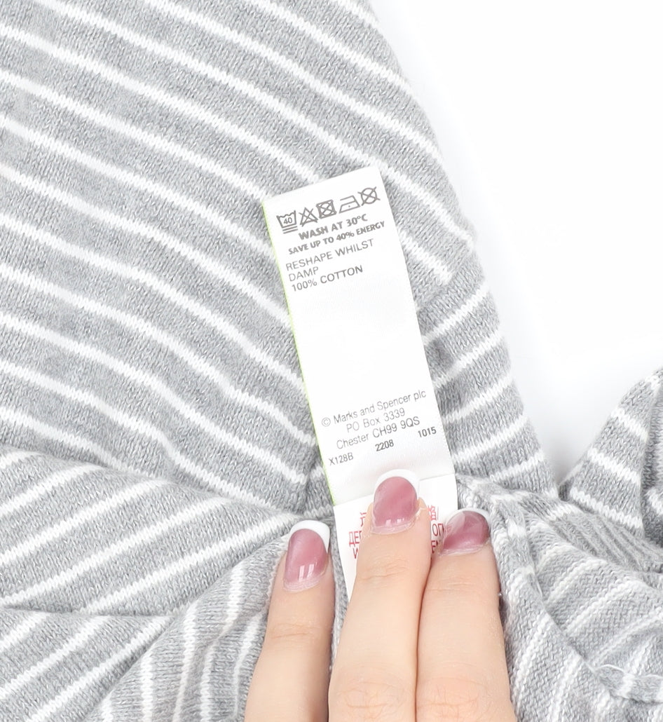 Marks & Spencer Men's Grey Striped Pullover M