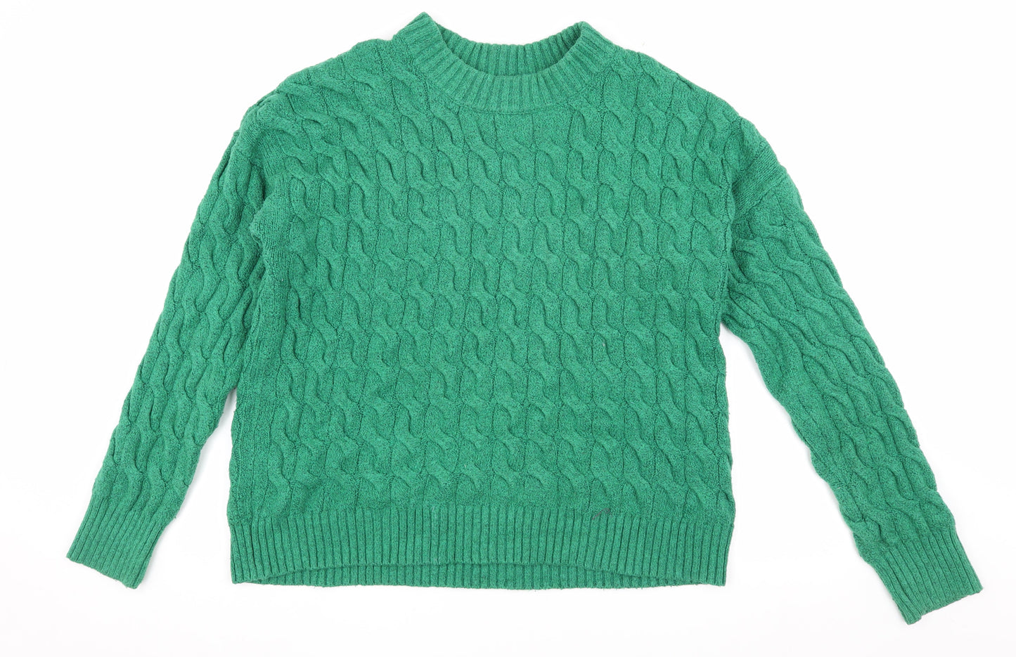 Rachel Roy Women's Green Cable-Knit Pullover Jumper L