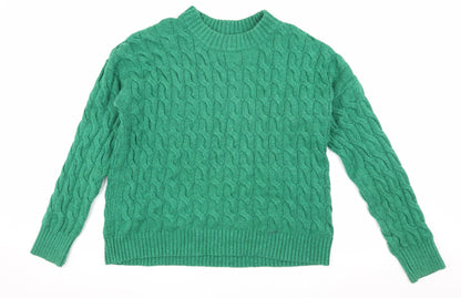 Rachel Roy Women's Green Cable-Knit Pullover Jumper L