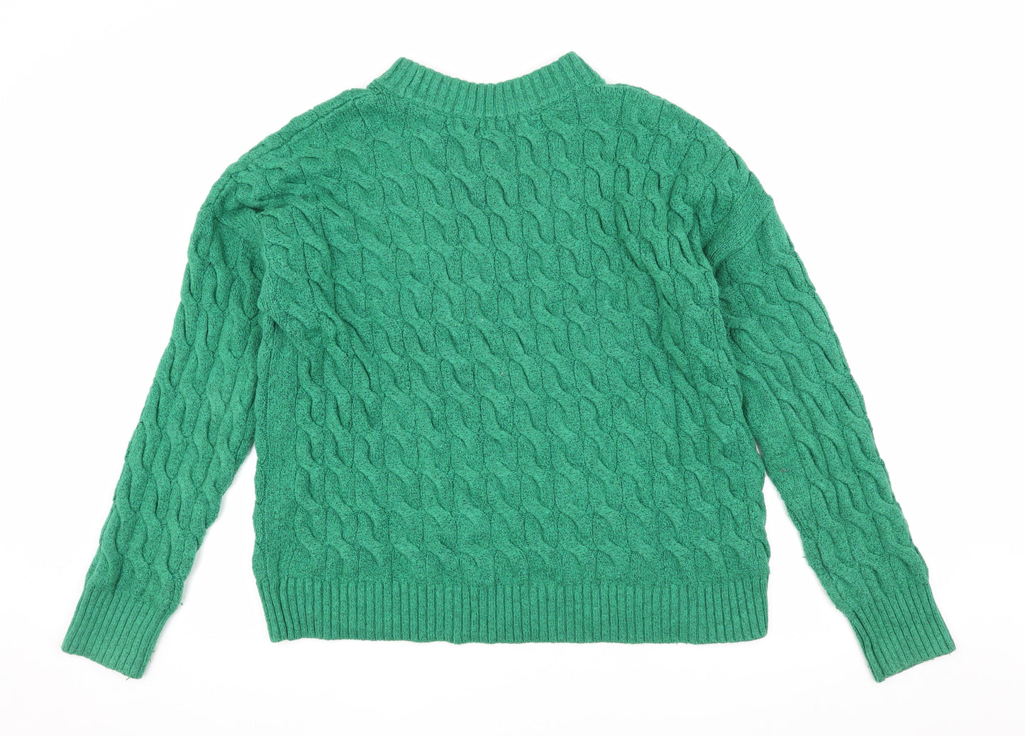Rachel Roy Women's Green Cable-Knit Pullover Jumper L