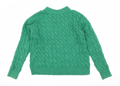 Rachel Roy Women's Green Cable-Knit Pullover Jumper L