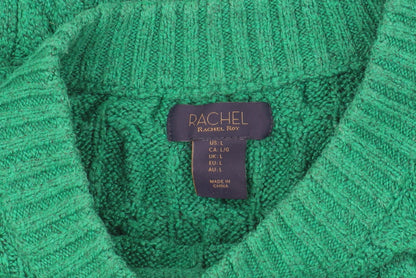 Rachel Roy Women's Green Cable-Knit Pullover Jumper L