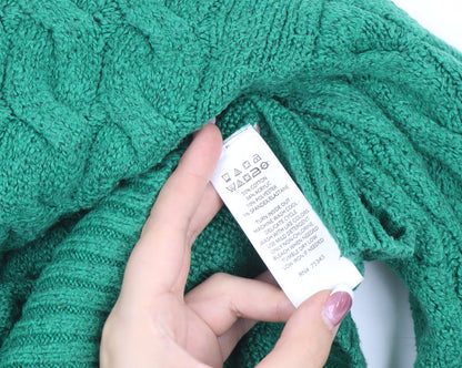 Rachel Roy Women's Green Cable-Knit Pullover Jumper L
