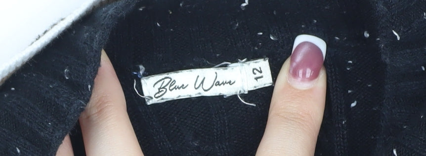 Blue Wave Women's Black Cardigan Size 12 Long Sleeve