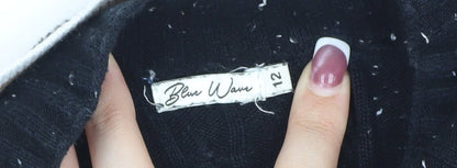 Blue Wave Women's Black Cardigan Size 12 Long Sleeve