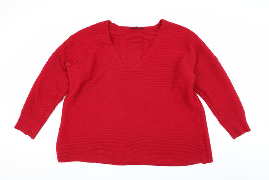 Kaleidoscope Red V-Neck Jumper Women's Size 26