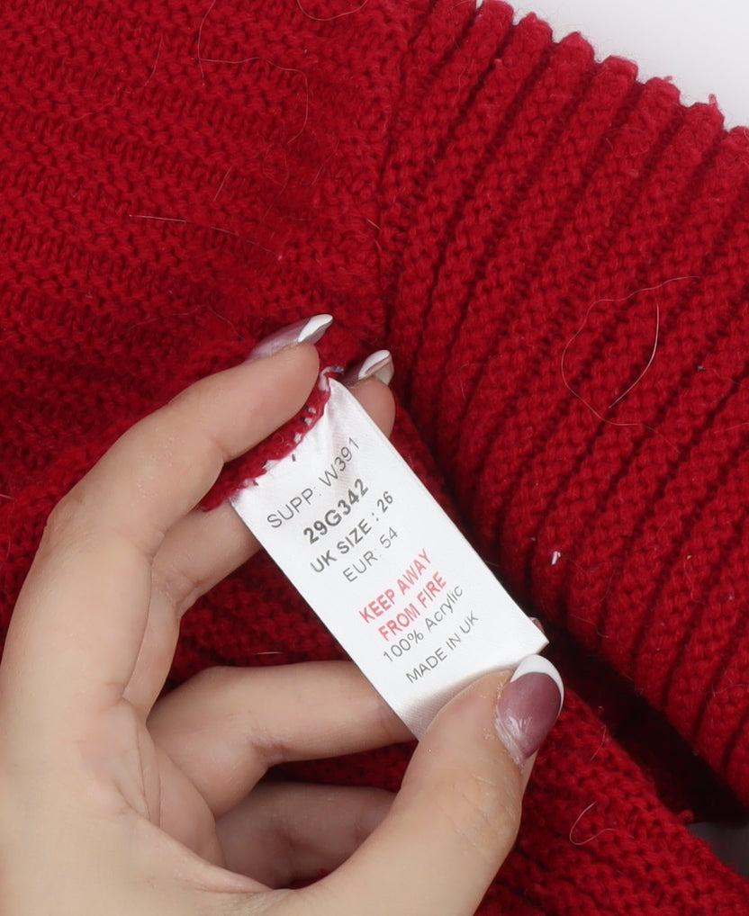 Kaleidoscope Red V-Neck Jumper Women's Size 26