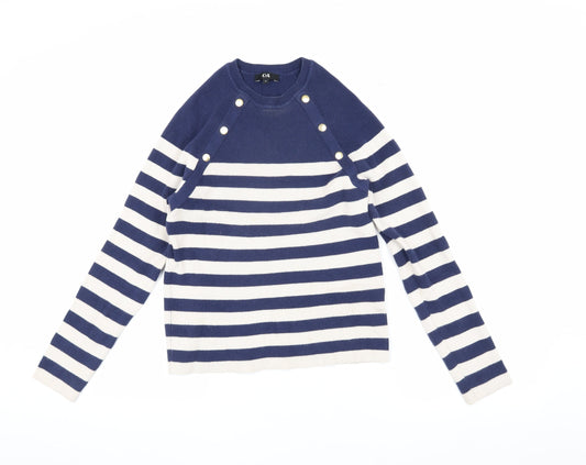 C&A Women's Blue Striped Pullover Jumper, M
