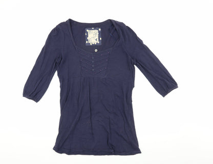 M&Co Women's Navy 3/4 Sleeve Top Size 10