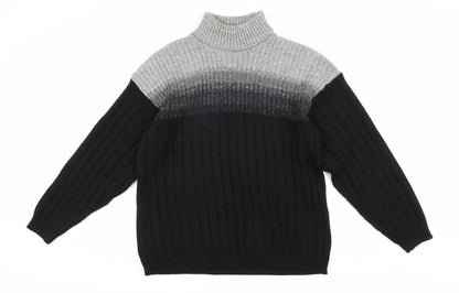 BHS Unisex Black Roll Neck Wool Blend Jumper
