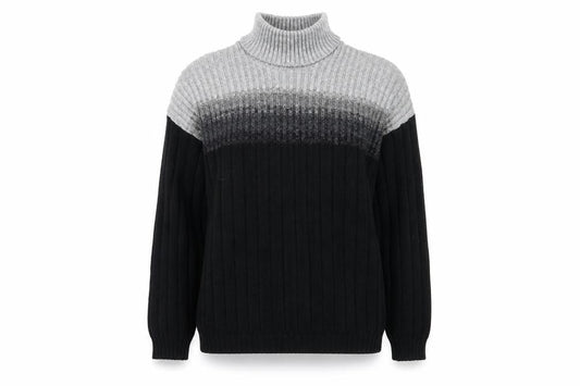 Front view of BHS unisex black roll neck wool blend jumper