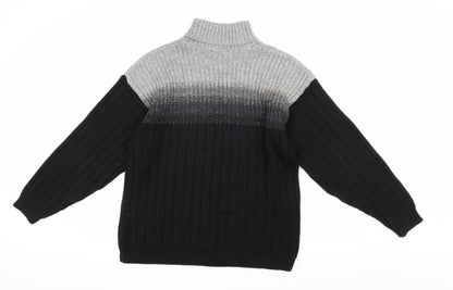 BHS Unisex Black Roll Neck Wool Blend Jumper